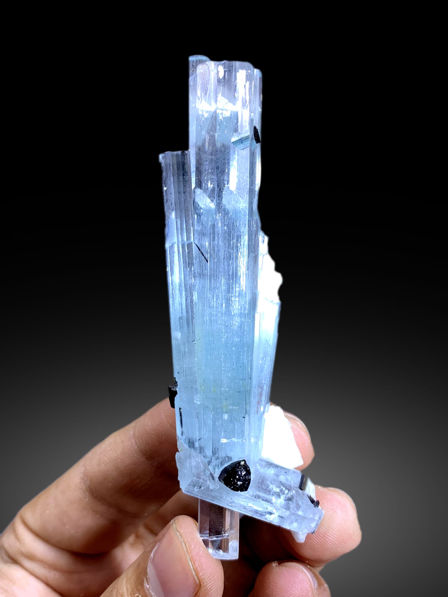 Blue Aquamarine with Schorl and Albite from Shigar valley Pakistan - 39 grams