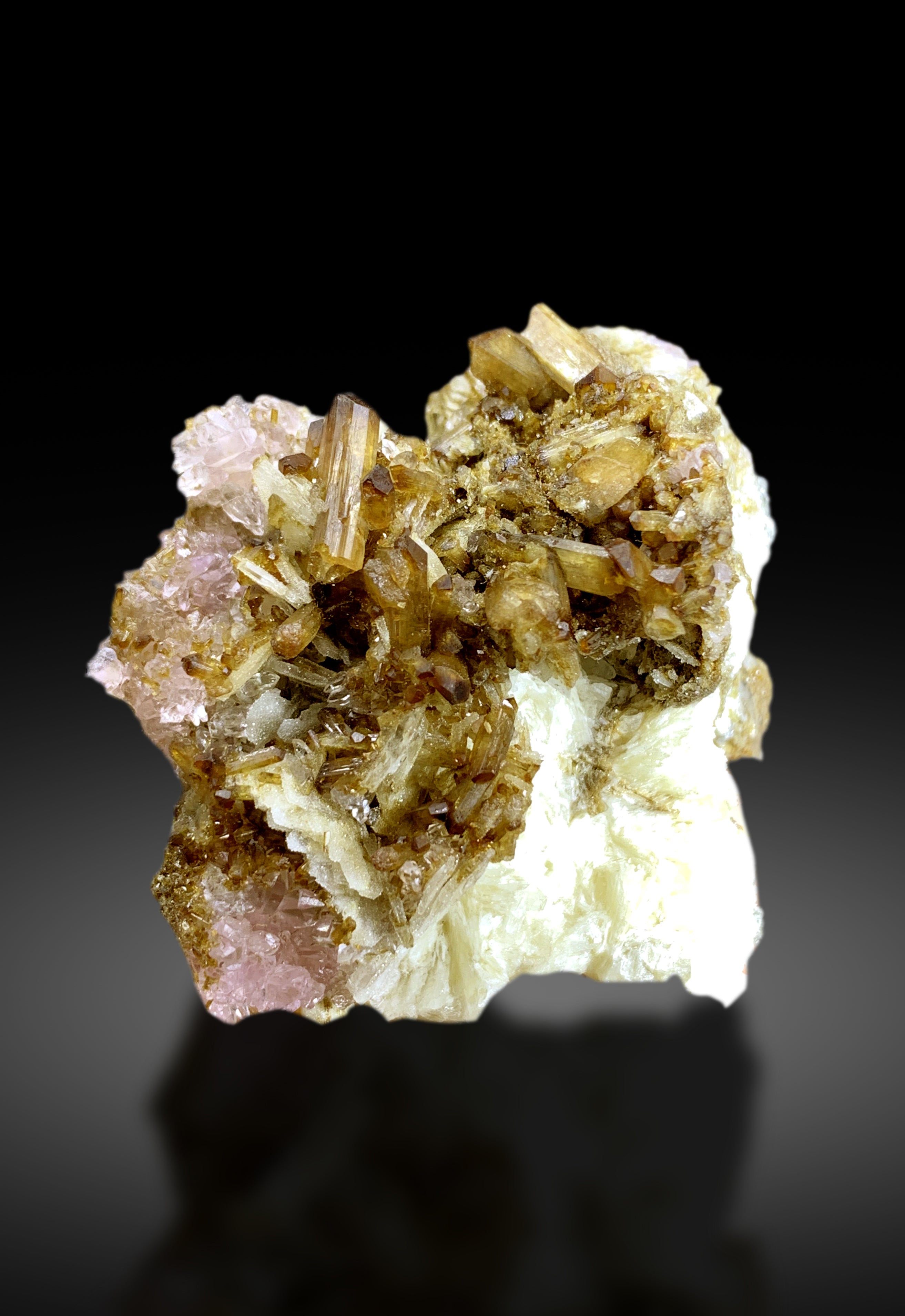 Pink Rose Quartz with Childrenite on Albite from Afghanistan - 85 gram