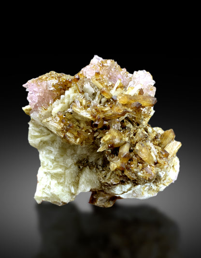 Pink Rose Quartz with Childrenite on Albite from Afghanistan - 85 gram