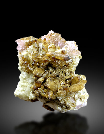 Pink Rose Quartz with Childrenite on Albite from Afghanistan - 85 gram