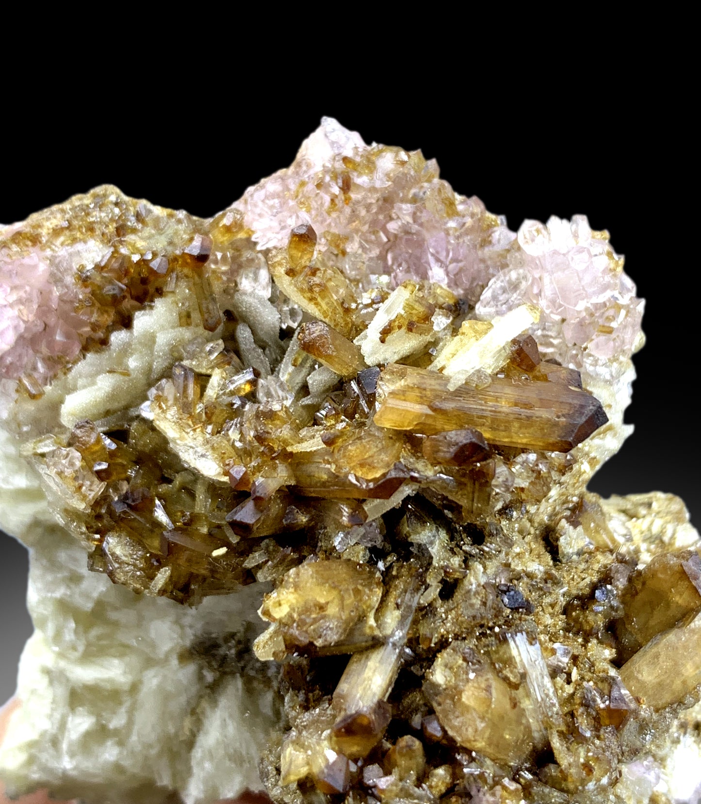 Pink Rose Quartz with Childrenite on Albite from Afghanistan - 85 gram