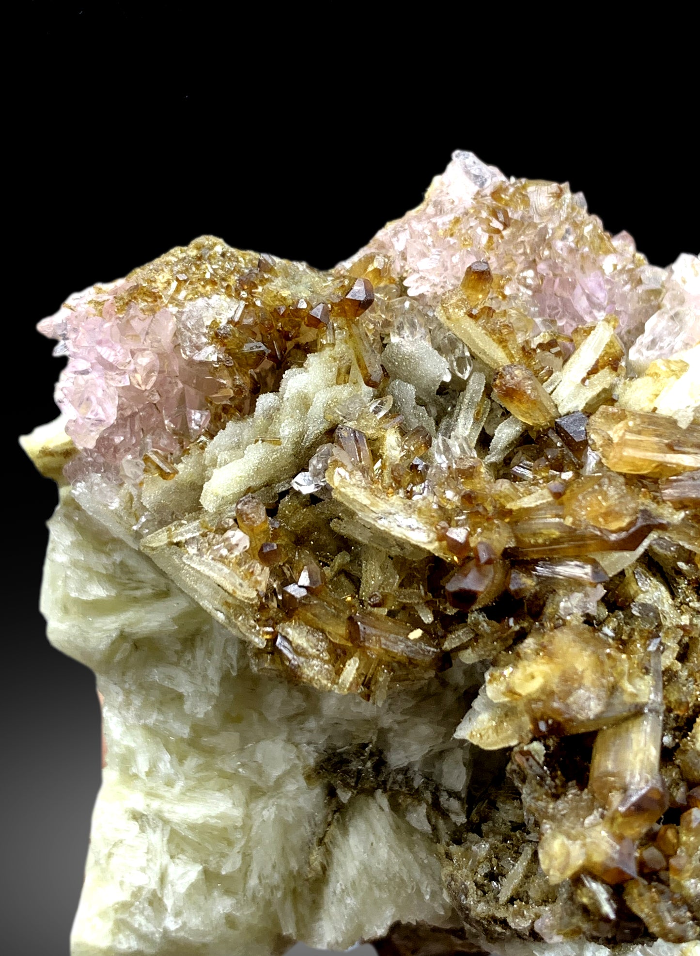 Pink Rose Quartz with Childrenite on Albite from Afghanistan - 85 gram