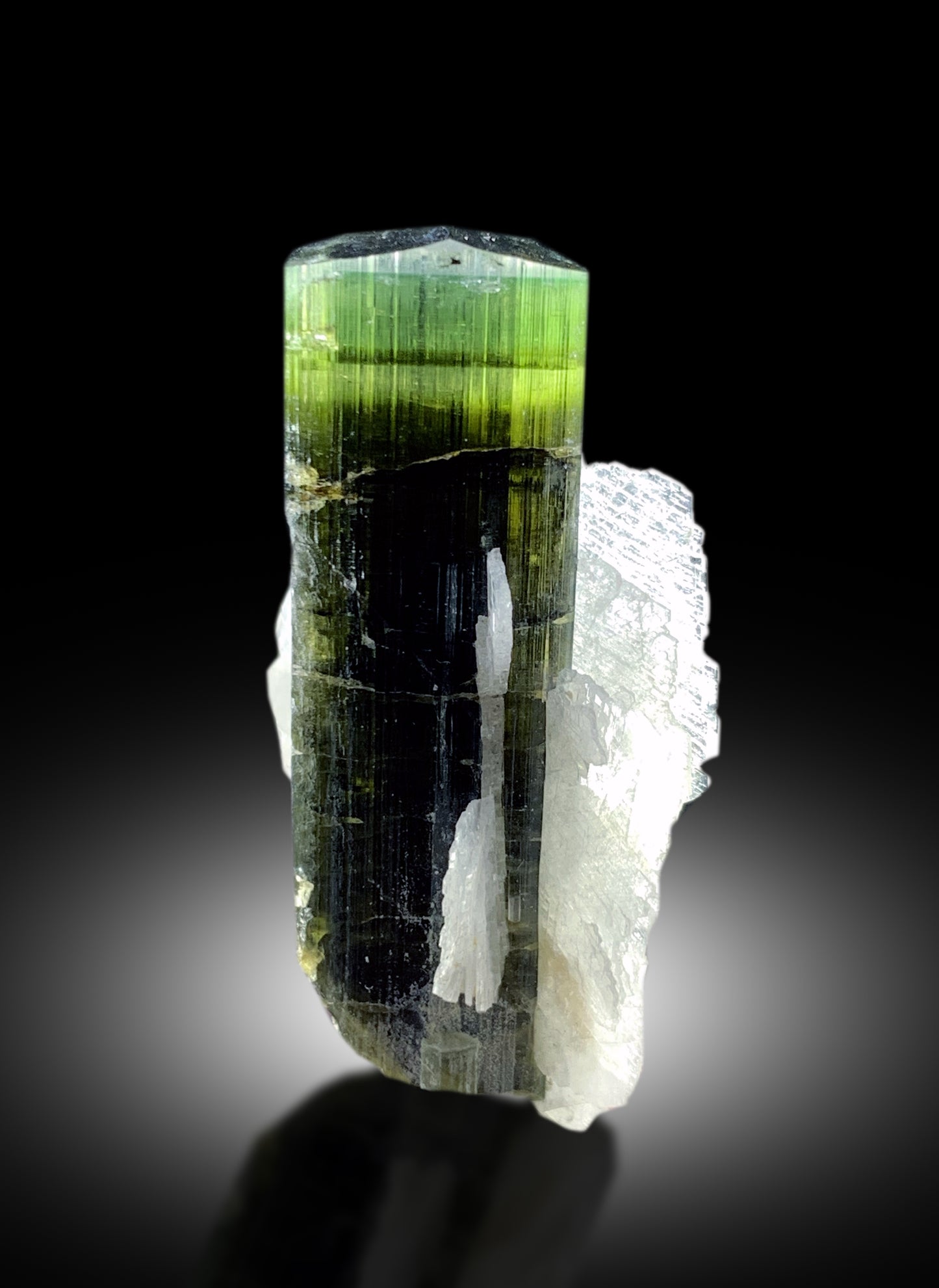 Natural Green Cap Tourmaline with Cleavelandite Albite, Tourmaline Specimen, Tourmaline from Astak Nala Mine Skardu Pakistan - 13 gram