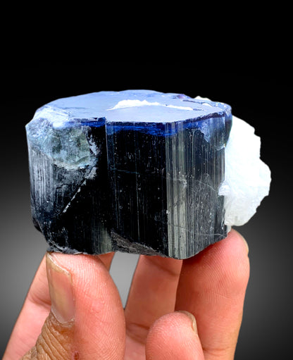 Natural Blue Cap Tourmaline Crystal with Cleavelandite Albite, Paprok Tourmaline, Raw Mineral, Tourmaline Specimen - 178 gram