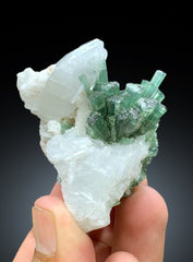 Bluish Green Tourmaline Cluster on Quartz from Afghanistan - 60 gram