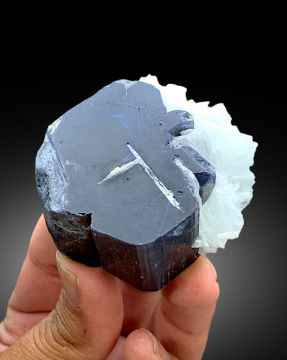 Natural Blue Cap Tourmaline Crystal with Cleavelandite Albite, Paprok Tourmaline, Raw Mineral, Tourmaline Specimen - 178 gram
