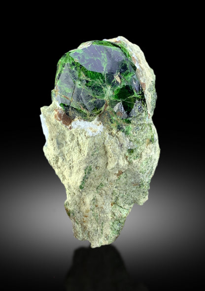 Lush Green Demantoid Garnet on Matrix, Raw Mineral, Garnet Crystals, Demantoid Garnet Specimen - 124 gram
