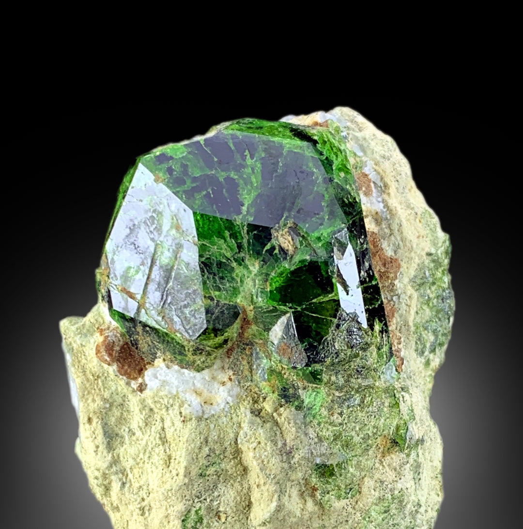 Lush Green Demantoid Garnet on Matrix, Raw Mineral, Garnet Crystals, Demantoid Garnet Specimen - 124 gram