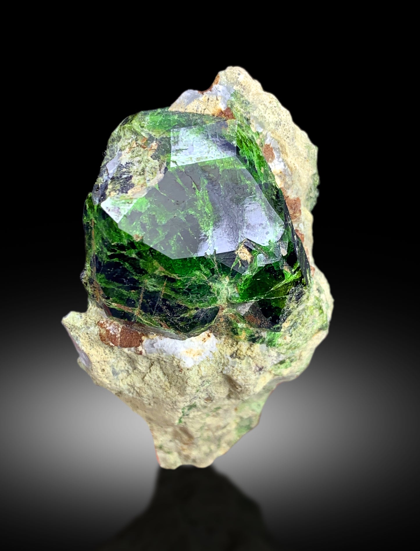 Lush Green Demantoid Garnet on Matrix, Raw Mineral, Garnet Crystals, Demantoid Garnet Specimen - 124 gram