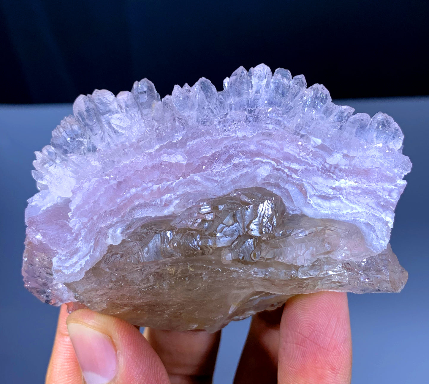 Crystallized Rose Quartz on Elestial Smoky Quartz from Paprok Afghanistan - 108 gram