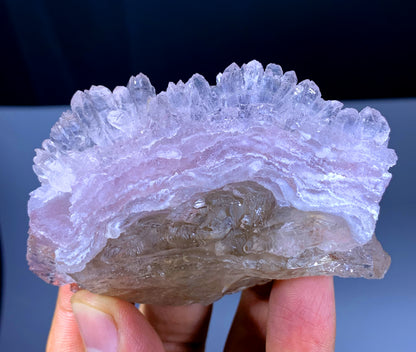 Crystallized Rose Quartz on Elestial Smoky Quartz from Paprok Afghanistan - 108 gram