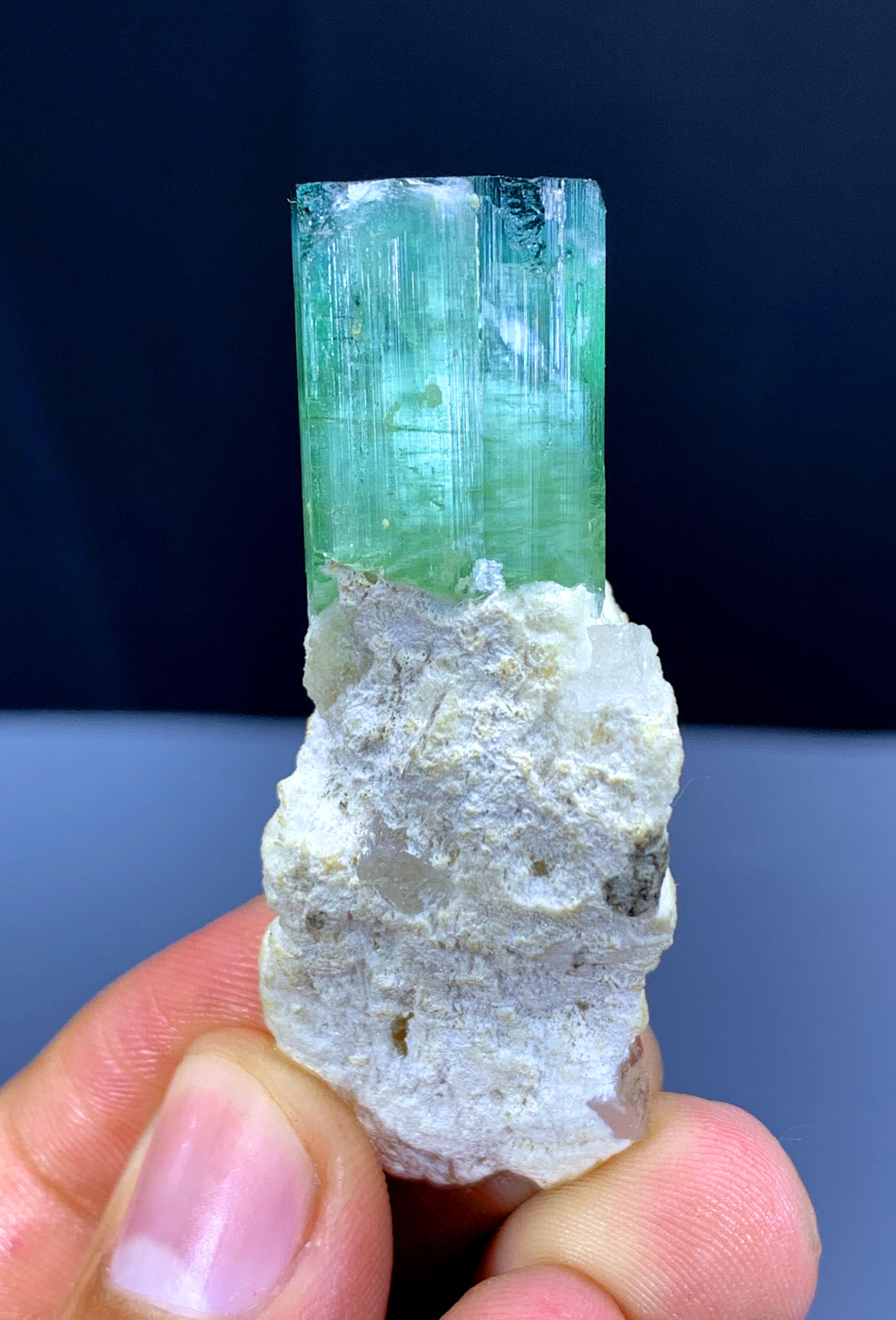 Bluish Green Tourmaline Crystal on Matrix from Afghanistan - 20 gram