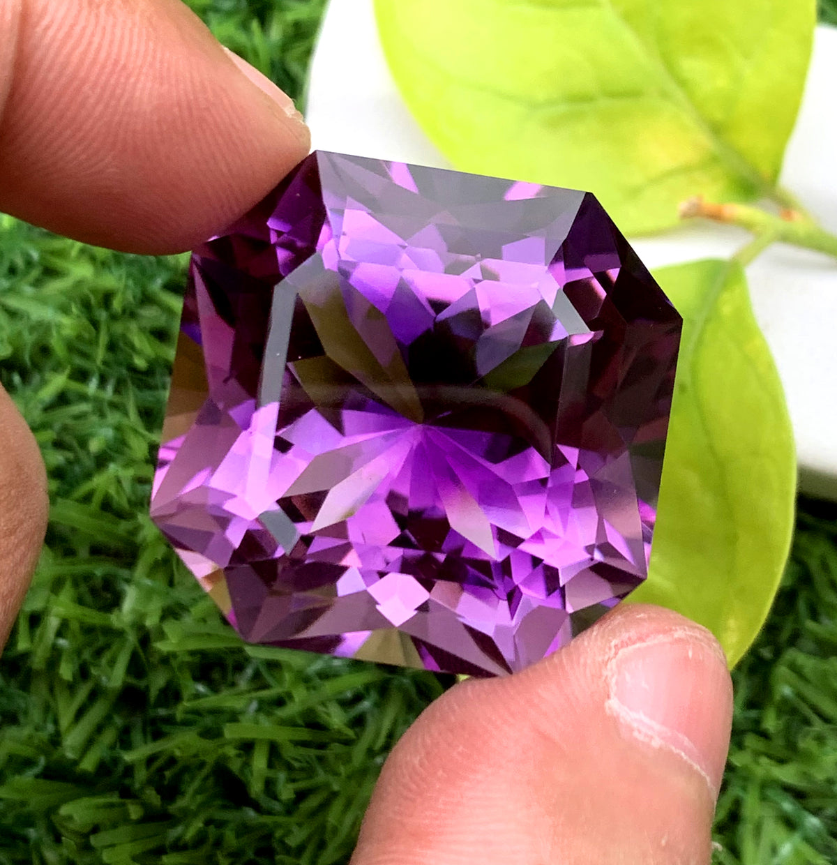 Fancy Asscher Cut Purple Color Amethyst Gemstone, Loose Gemstone, Amethyst Faceted Cut Stone - 82.40 CT