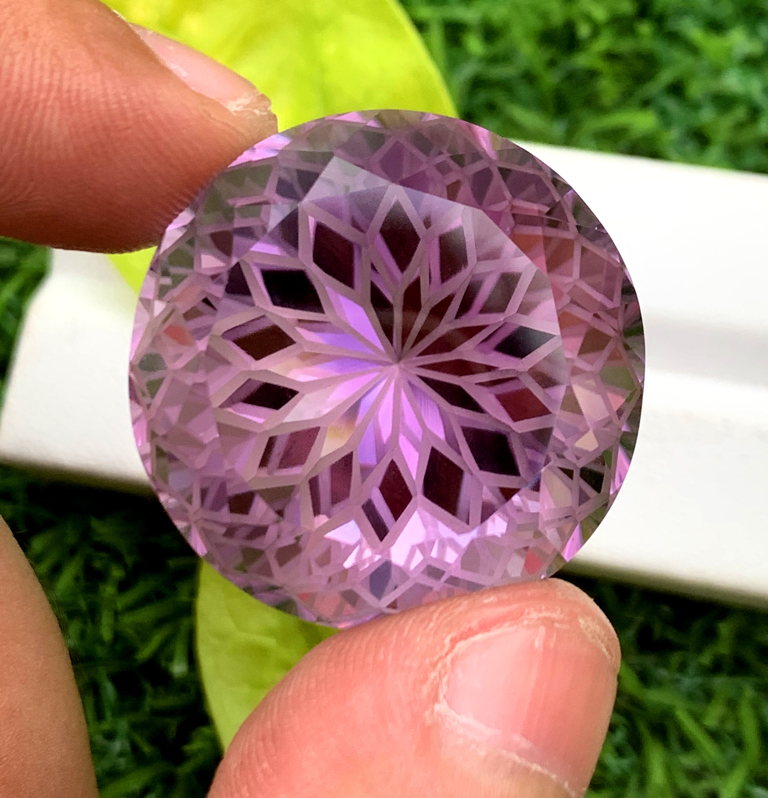 Round Precision Flower Cut Purple Color Amethyst Gemstone, Loose Gemstone, Amethyst Faceted Cut Stone - 93.85 CT