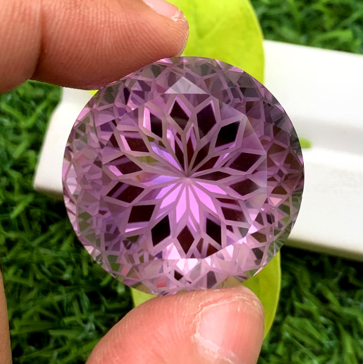 Round Precision Flower Cut Purple Color Amethyst Gemstone, Loose Gemstone, Amethyst Faceted Cut Stone - 93.85 CT