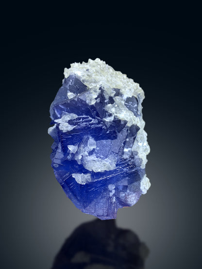 Deep Blue Phantom Fluorite on Calcite from Baluchistan Pakistan - 960 grams