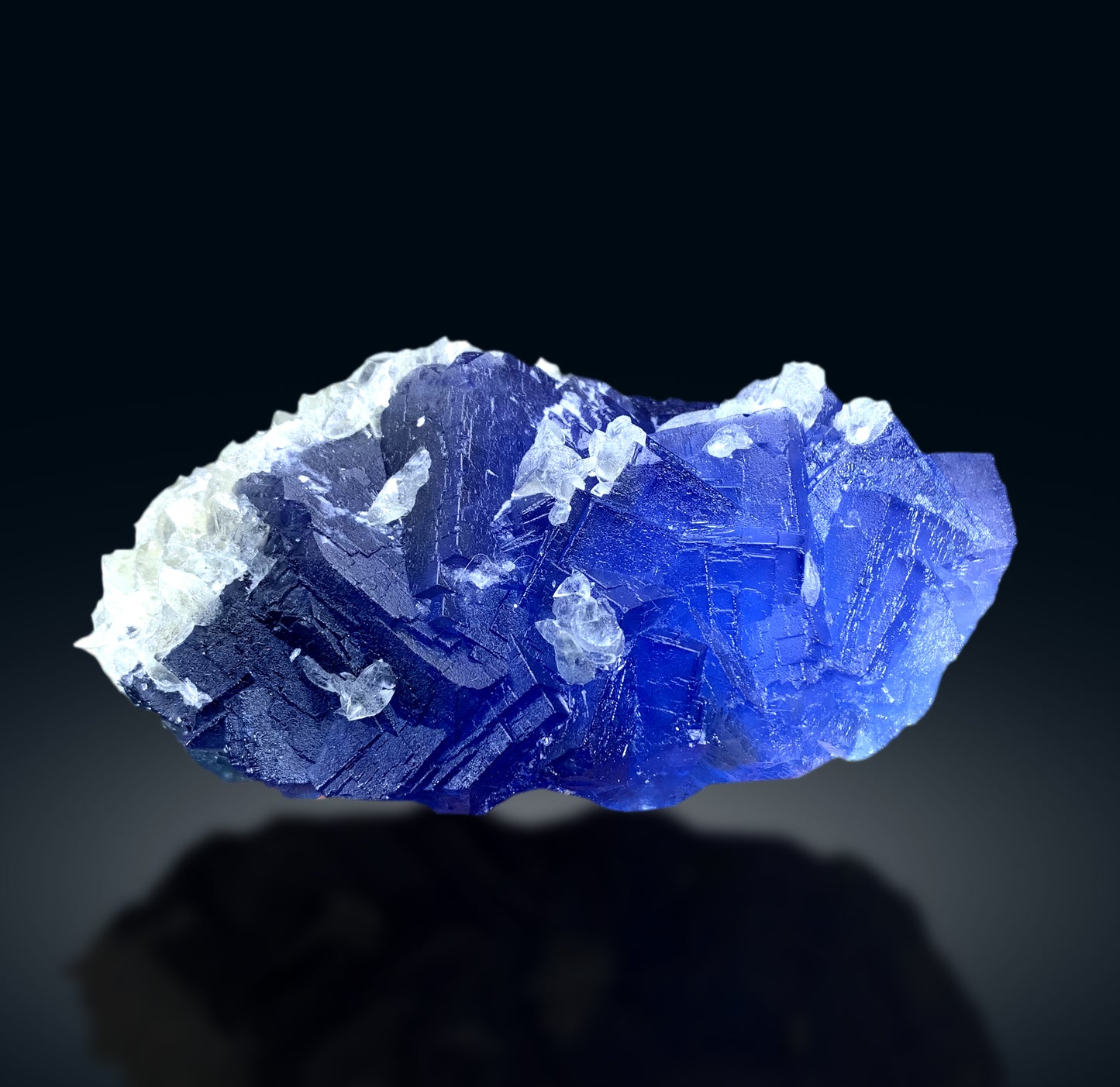 Deep Blue Phantom Fluorite on Calcite from Baluchistan Pakistan - 960 grams