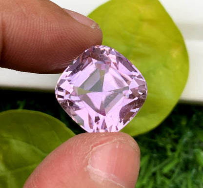 Cusshion Cut Pink Kunzite Gemstone, Loose Gemstone, Kunzite Faceted Cut Stone - 21.60 CT