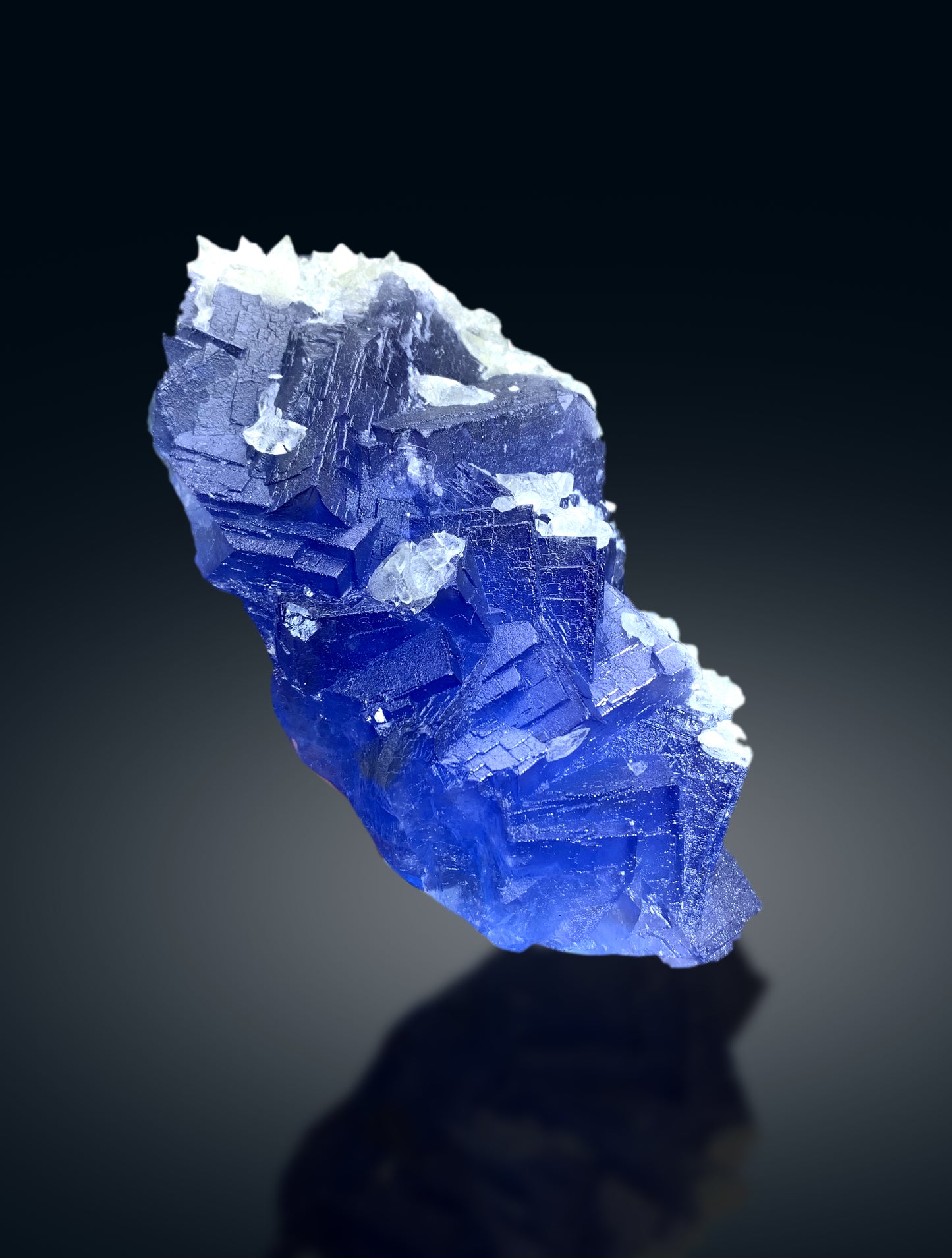 Deep Blue Phantom Fluorite on Calcite from Baluchistan Pakistan - 960 grams