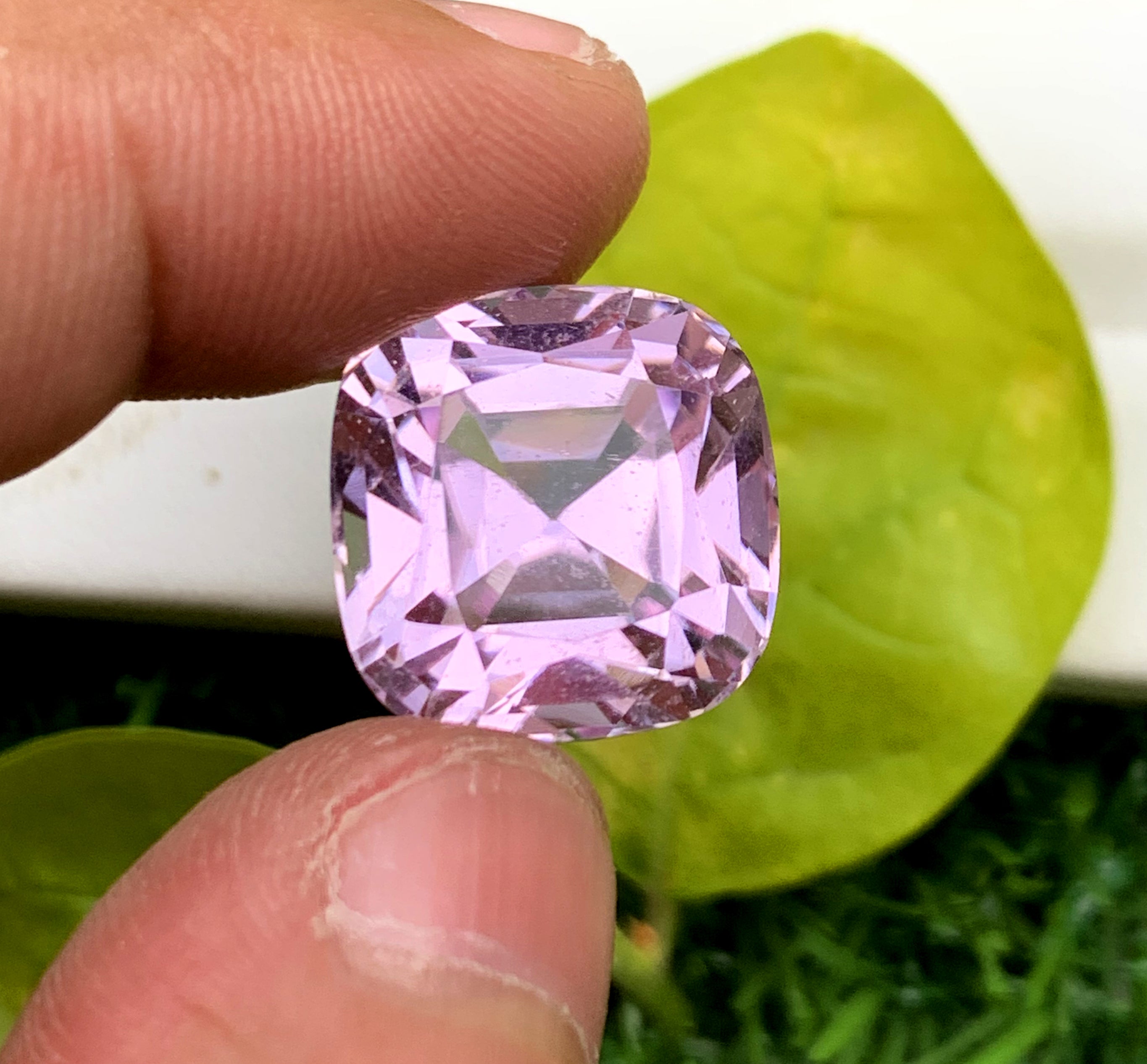 Cusshion Cut Pink Kunzite Gemstone, Loose Gemstone, Kunzite Faceted Cut Stone - 21.60 CT