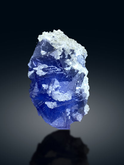 Deep Blue Phantom Fluorite on Calcite from Baluchistan Pakistan - 960 grams