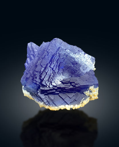 Deep Blue Phantom Fluorite on Calcite from Baluchistan Pakistan - 493 grams