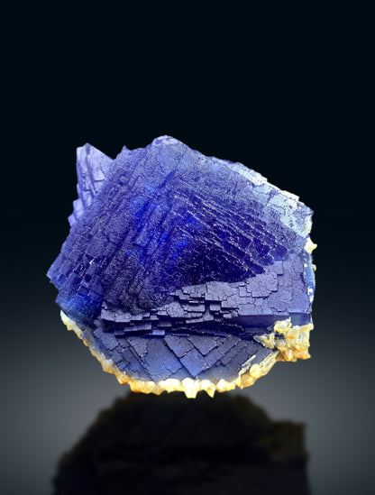 Deep Blue Phantom Fluorite on Calcite from Baluchistan Pakistan - 493 grams