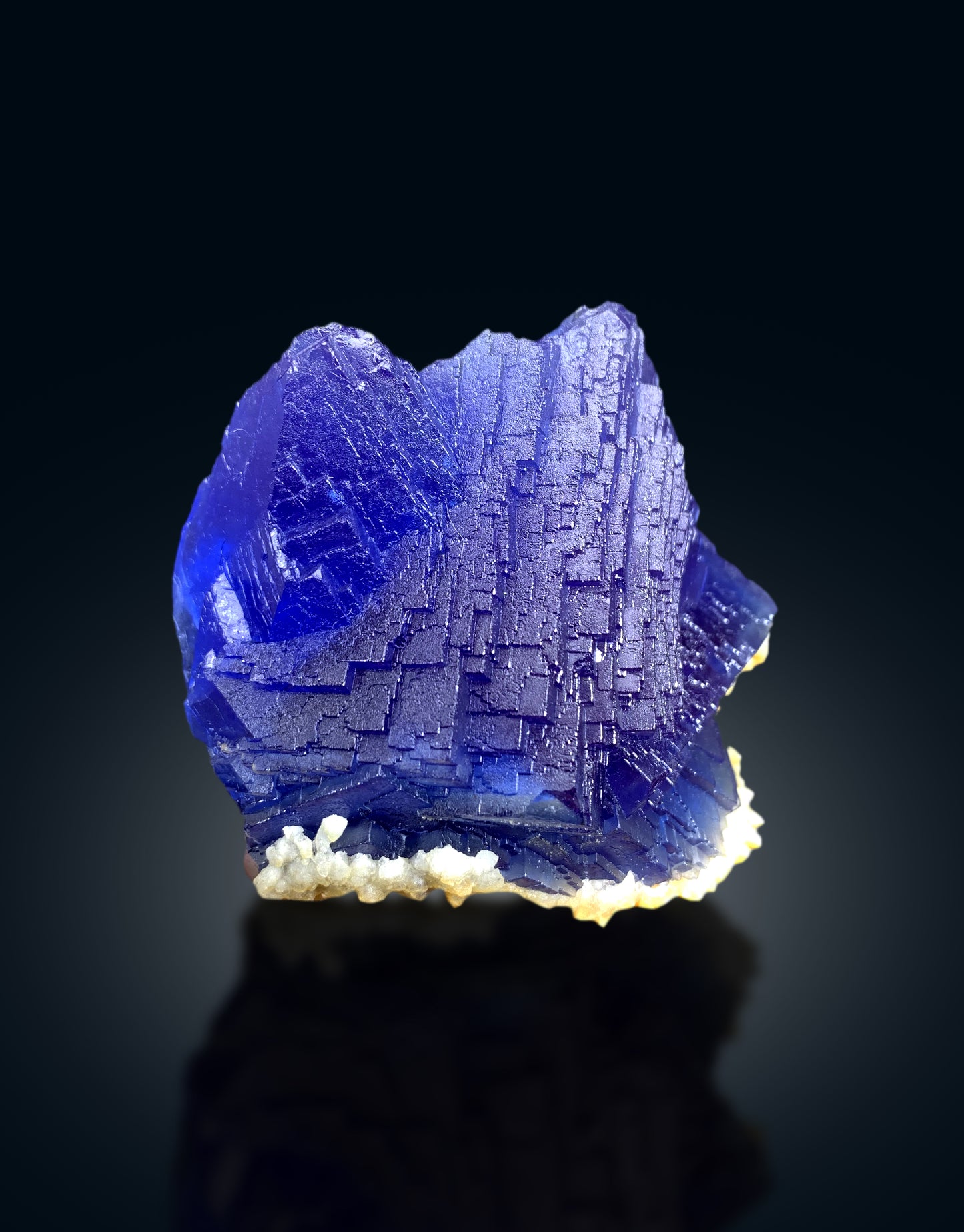 Deep Blue Phantom Fluorite on Calcite from Baluchistan Pakistan - 493 grams