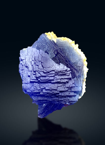 Deep Blue Phantom Fluorite on Calcite from Baluchistan Pakistan - 493 grams