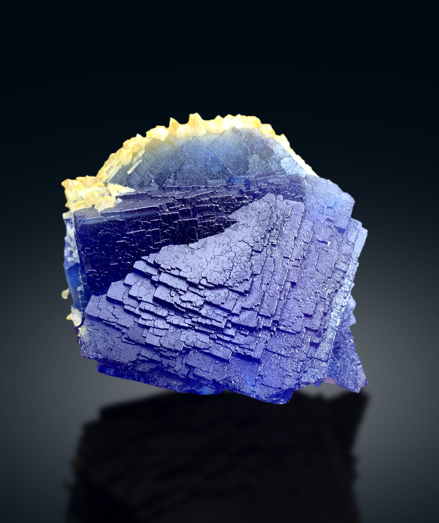 Deep Blue Phantom Fluorite on Calcite from Baluchistan Pakistan - 493 grams