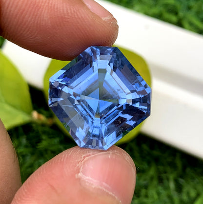Asscher Cut Deep Blue Santa Maria Color Aquamarine Gemstone, Loose Gemstone, Aquamarine Faceted Cut Stone - 20.44 carat