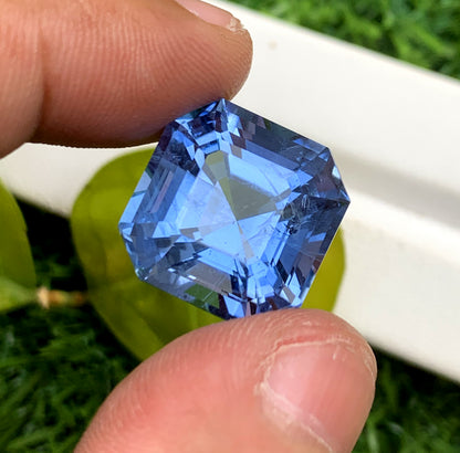 Asscher Cut Deep Blue Santa Maria Color Aquamarine Gemstone, Loose Gemstone, Aquamarine Faceted Cut Stone - 20.44 carat