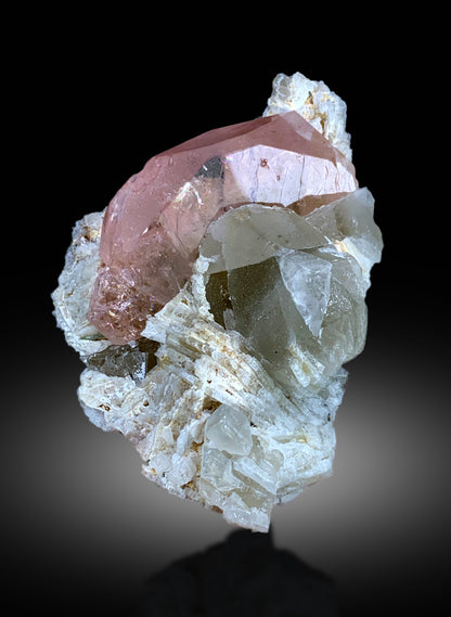 Exquisite Peach Pink Color Morganite with Quartz and Albite, Raw Mineral, Morganite Specimen from Dara-i-Pech Afghanistan - 424 gram