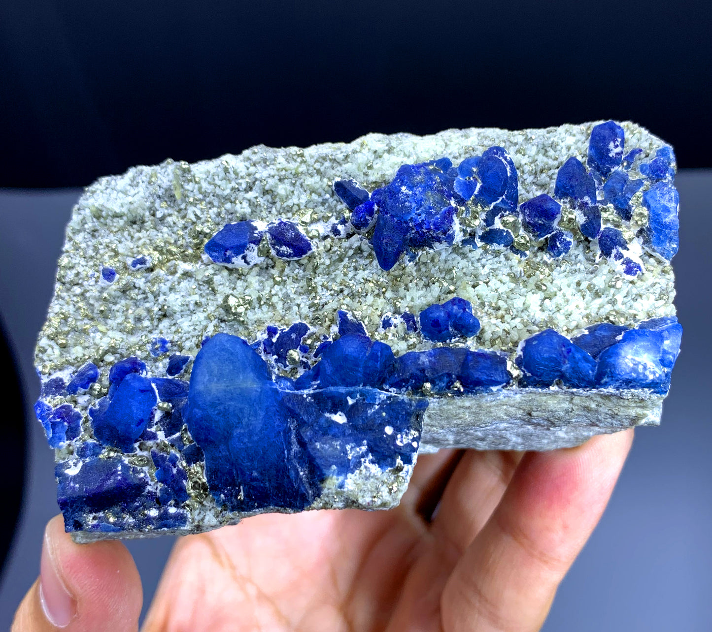 Rare Blue Afghanite with Pyrite on Matri from Afghanistan - 334 gram