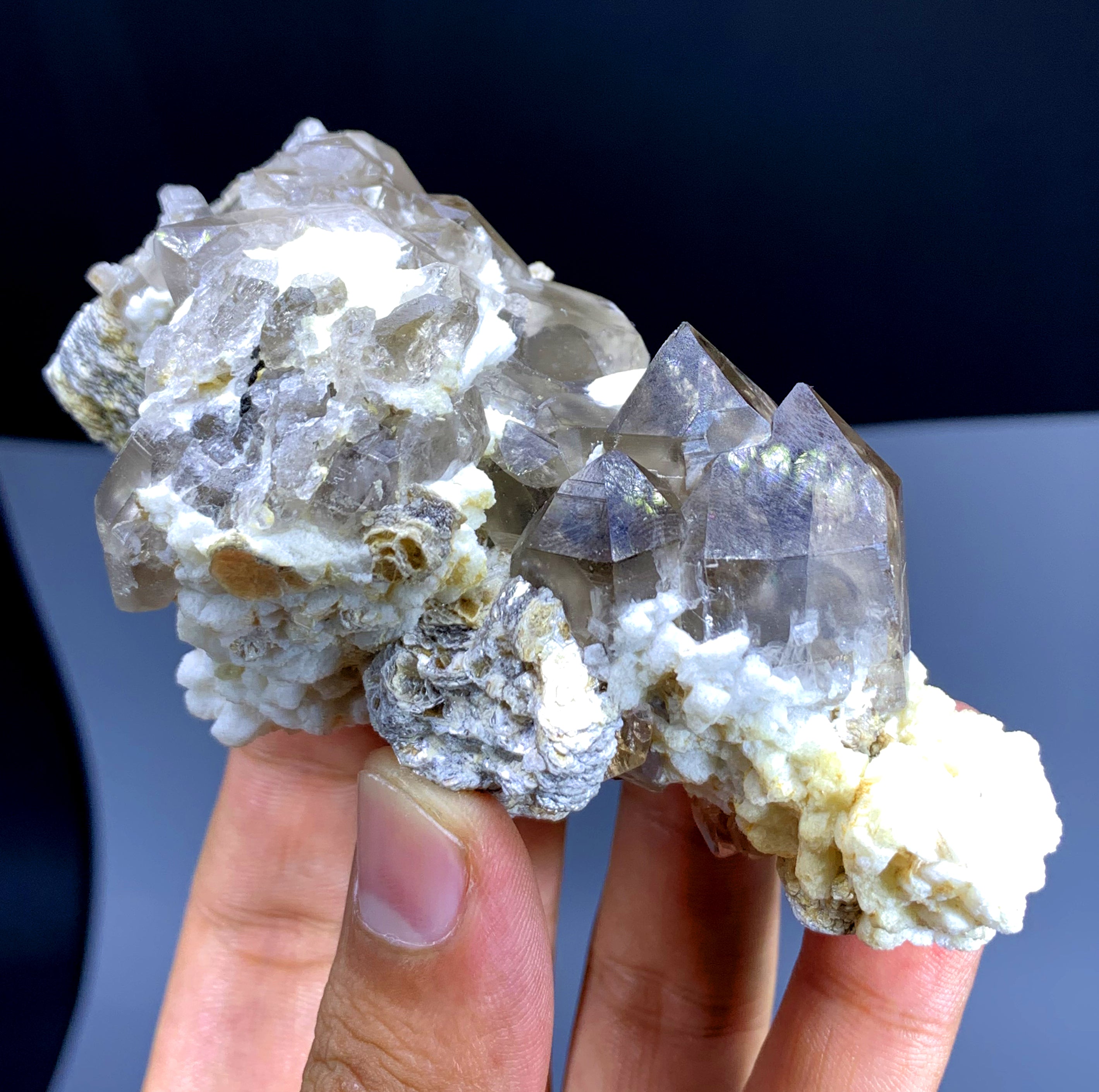 Natural Topaz Crystals with Smoky Quartz and Albite from Pakistan - 189 gram