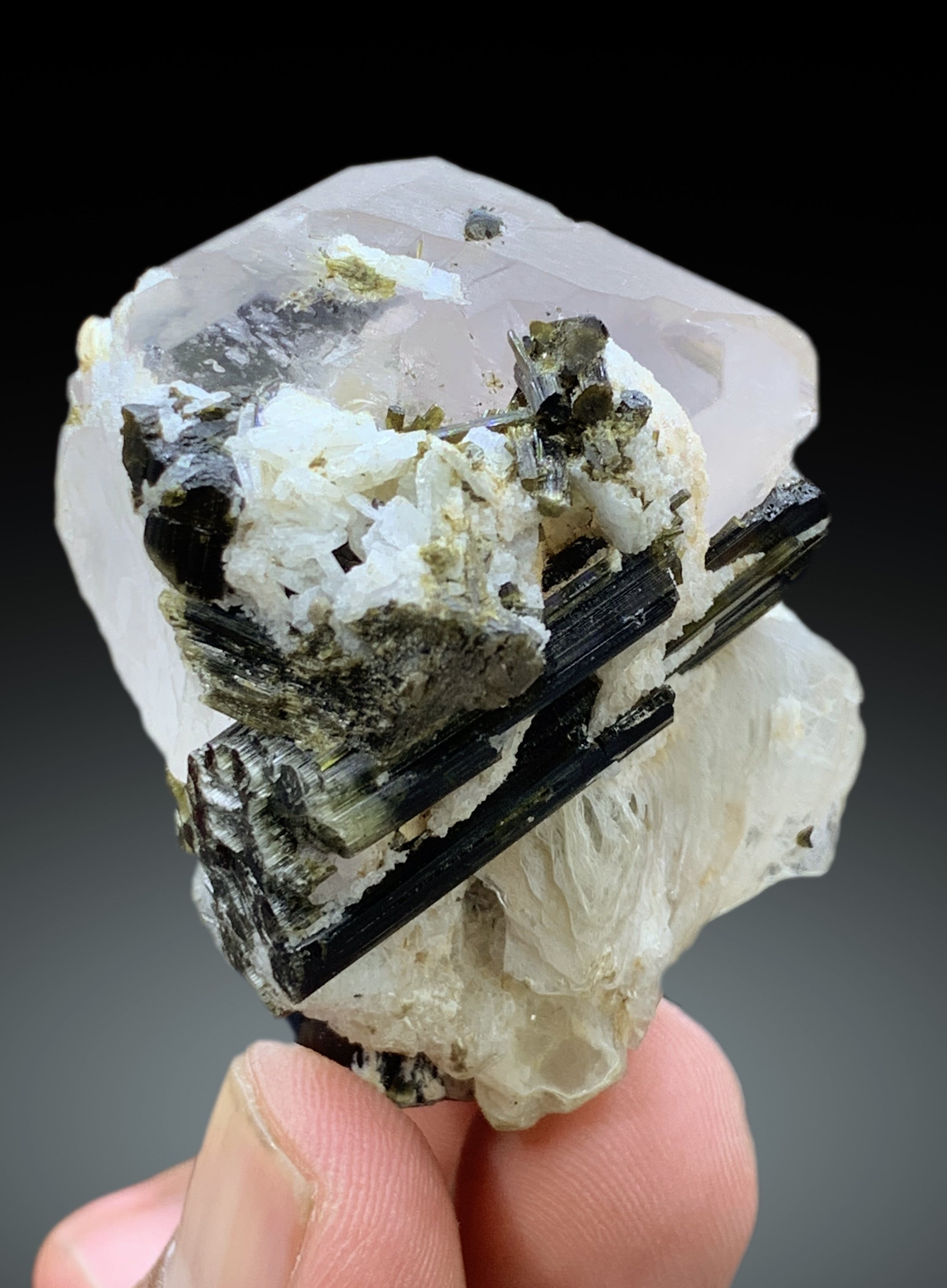 Pink Morganite with Green Tourmalines and Mica from Pakistan - 65 gram