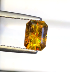 Sparkling Full Fire Sphene Titanite Gemstone With Strong Trichroism, Loose Gemstone, Octagon Cut Faceted Rare Sphene - 1.90 CT