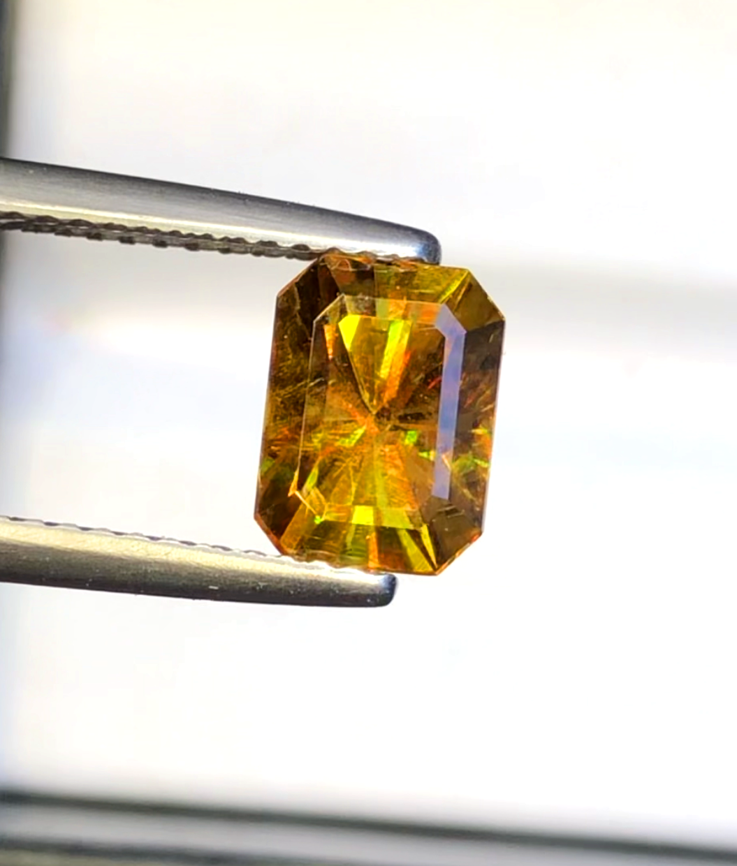 Sparkling Full Fire Sphene Titanite Gemstone With Strong Trichroism, Loose Gemstone, Octagon Cut Faceted Rare Sphene - 1.90 CT