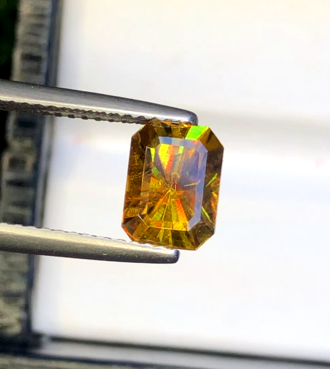 Sparkling Full Fire Sphene Titanite Gemstone With Strong Trichroism, Loose Gemstone, Octagon Cut Faceted Rare Sphene - 1.90 CT