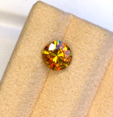 Sparkling Full Fire Sphene Titanite Gemstone With Strong Trichroism, Loose Gemstone, Round Cut Faceted Rare Sphene - 1.20 CT