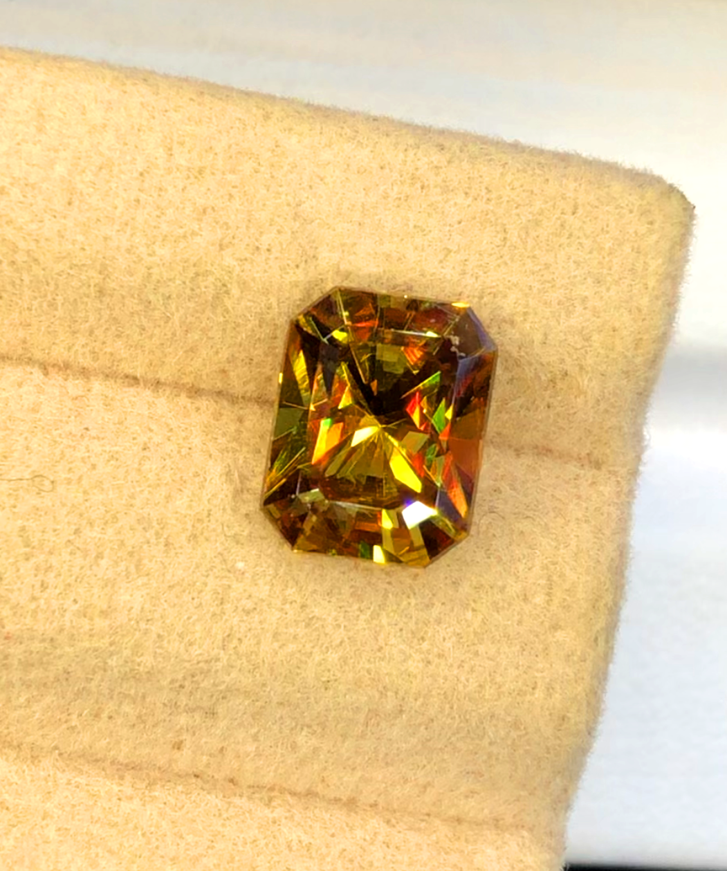 Sparkling Full Fire Sphene Titanite Gemstone With Strong Trichroism, Loose Gemstone, Princes Emerald Cut Faceted Rare Sphene - 2.00 CT