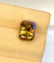 Sparkling Full Fire Sphene Titanite Gemstone With Strong Trichroism, Loose Gemstone, Princes Emerald Cut Faceted Rare Sphene - 2.00 CT