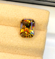 Sparkling Full Fire Sphene Titanite Gemstone With Strong Trichroism, Loose Gemstone, Princes Emerald Cut Faceted Rare Sphene - 2.00 CT