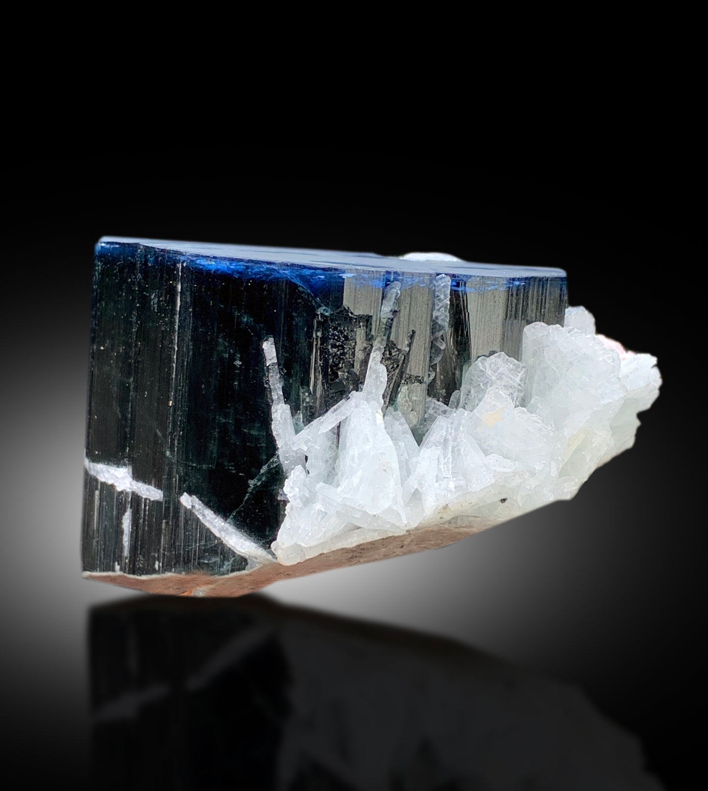 Natural Blue Cap Tourmaline with Cleavelandite Albite, Tourmaline Crystal, Paprok Tourmaline, Tourmaline Specimen - 459 gram