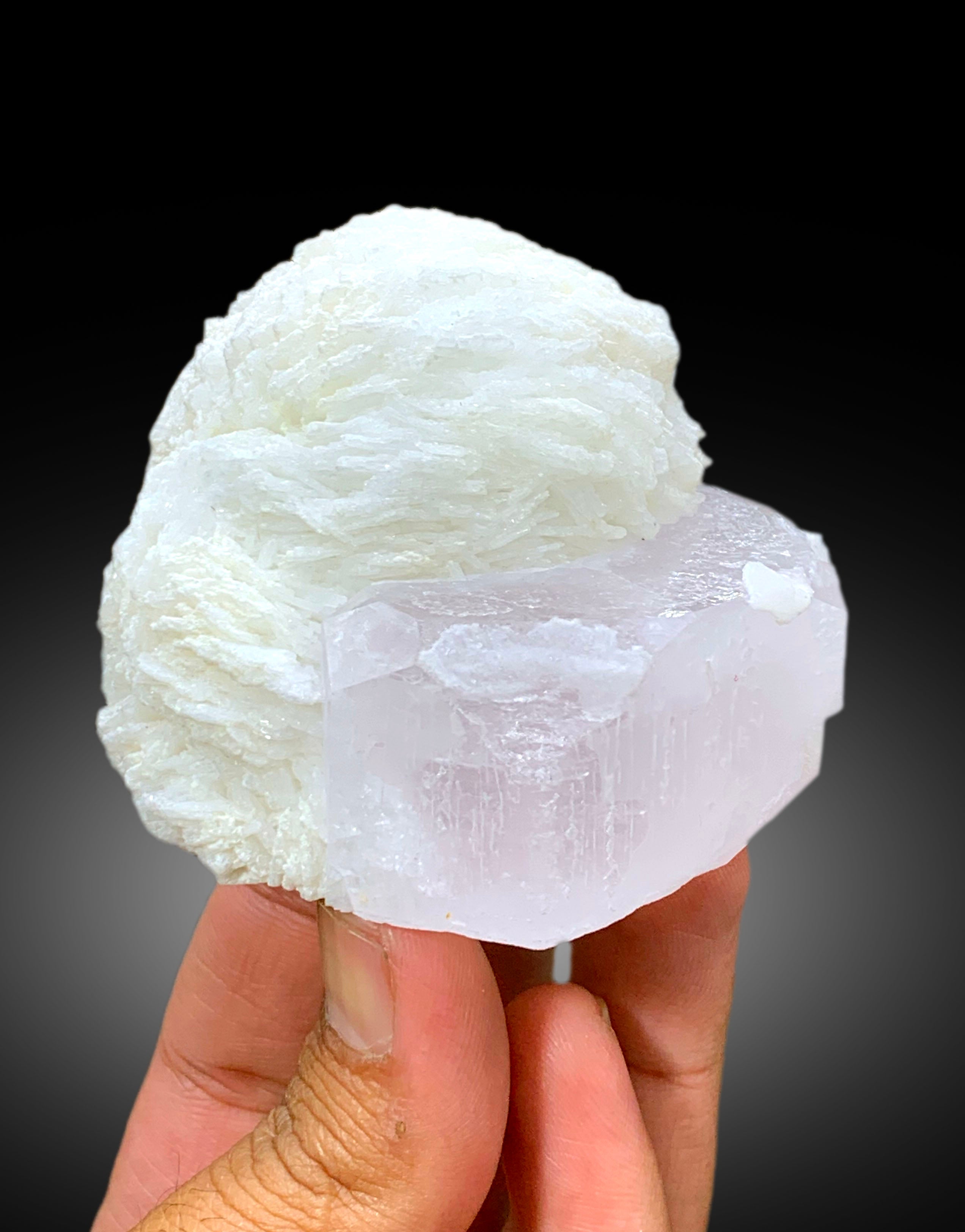 Natural Pink Color Morganite Crystal with White Cleavelandite Albite, Morganite Specimen, Raw Mineral, Morganite Gemstone - 260 grm