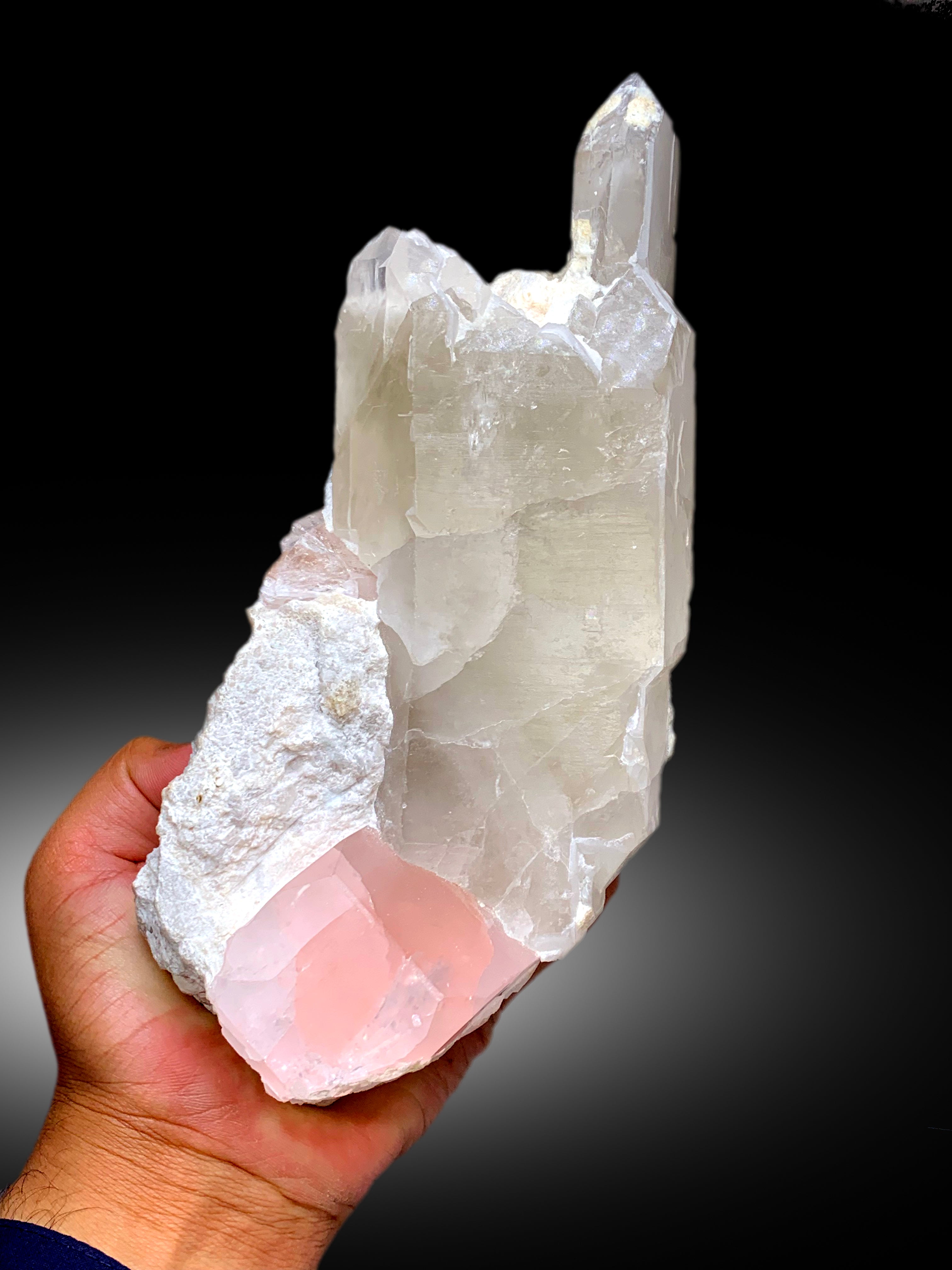 Natural Pink Morganite Crystal on Quartz, Morganite Specimen, Raw Mineral, Morganite from Dara-i-Pech Afghanistan - 2365 gram