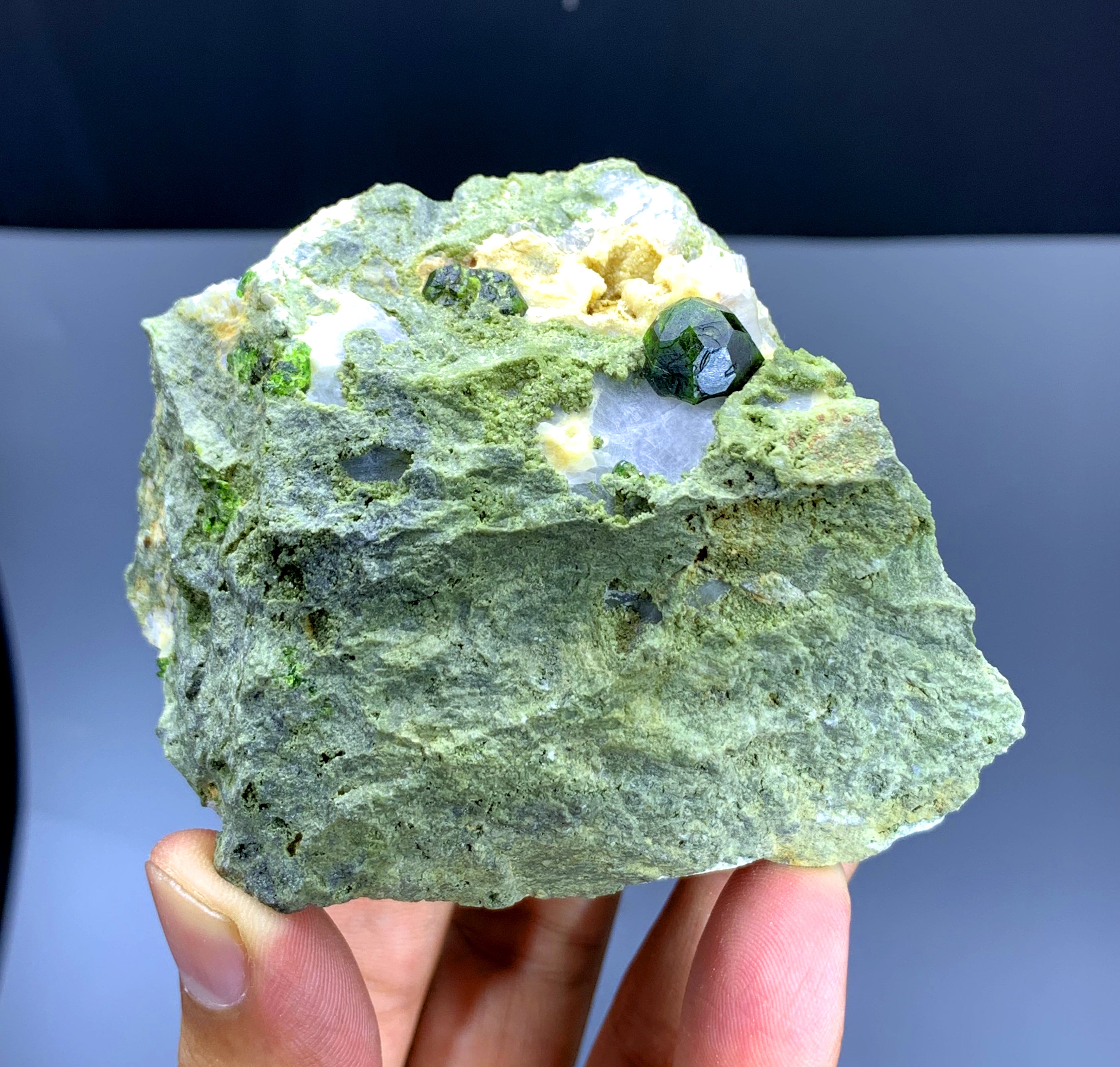 Lush Green Demantoid Garnet on Matrix, Garnet Specimen - 338 gram