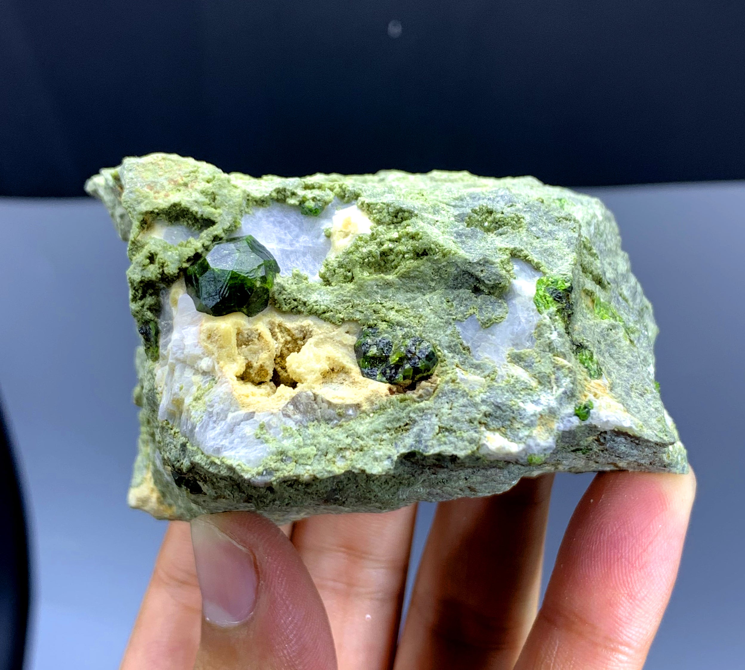 Lush Green Demantoid Garnet on Matrix, Garnet Specimen - 338 gram