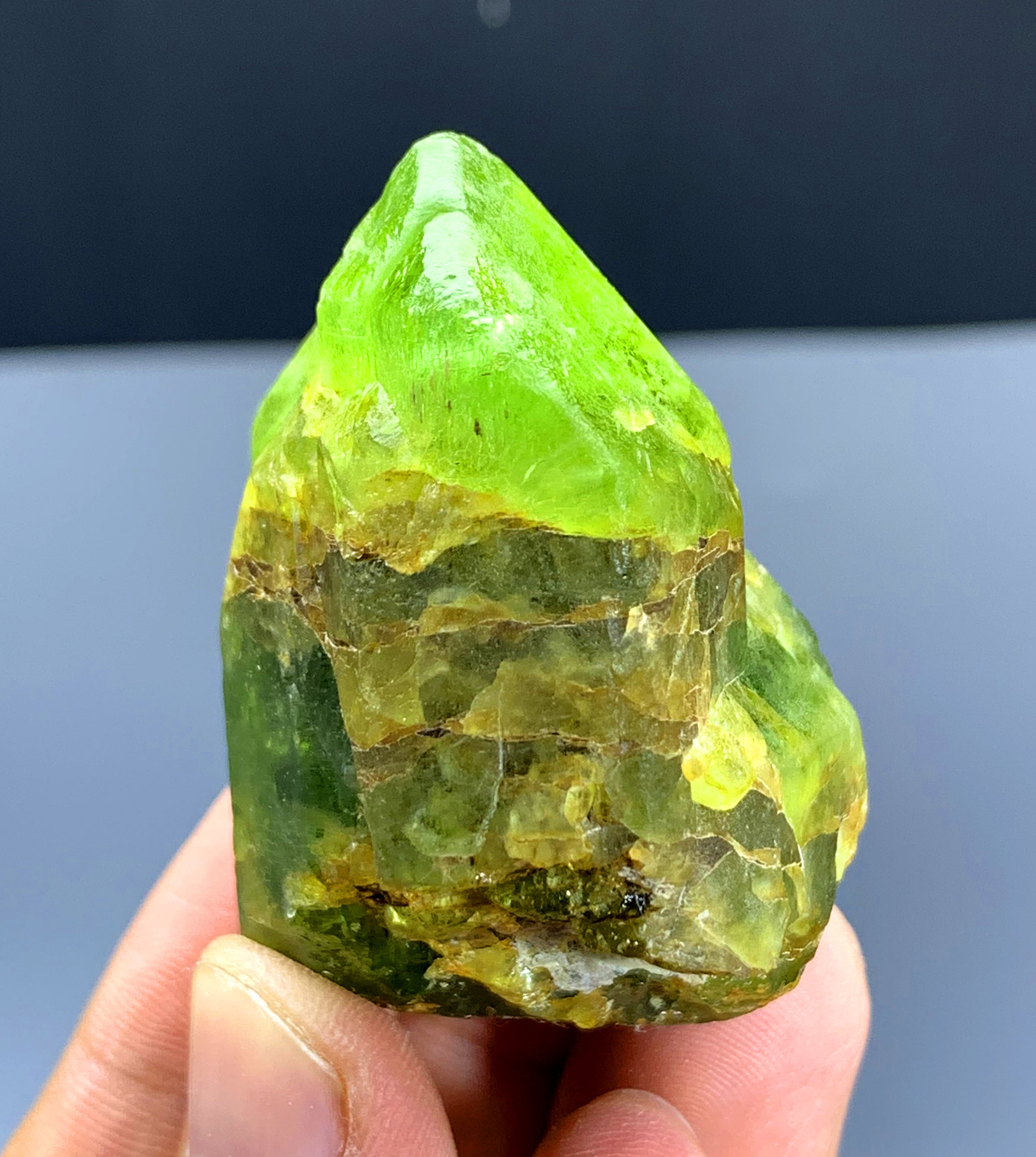 Natural Terminated Green Peridot Crystal from Pakistan - 91 gram