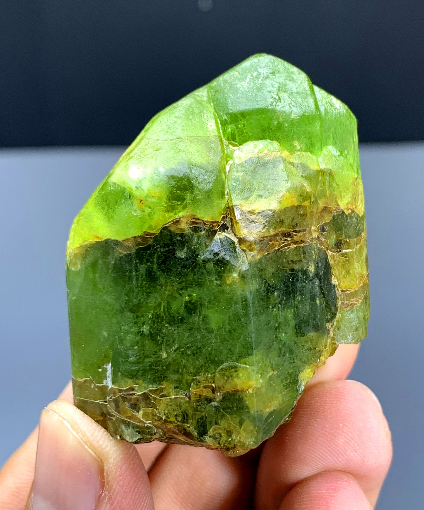 Natural Terminated Green Peridot Crystal from Pakistan - 91 gram